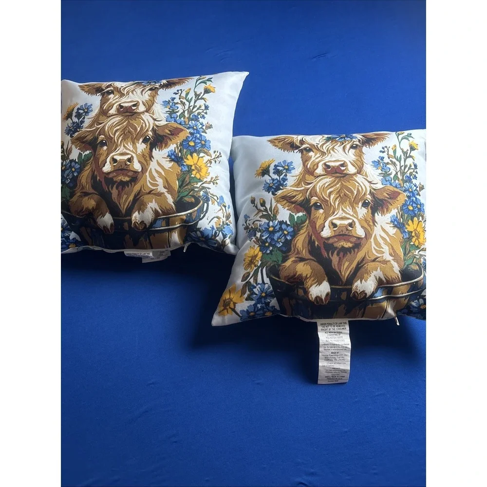 Highland Cow Throw Pillow Set Of 2 Outdoor/indoor Pillows Western New